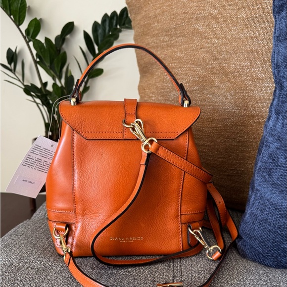 Divina Firenze Orange Leather Backpack/Satchel - Picture 6 of 9